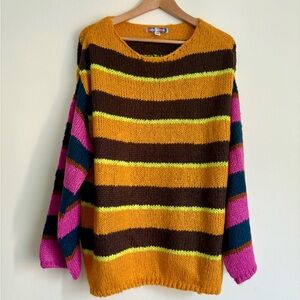 Urban Outfitters Jamie Striped Sweater multicolor orange brown pink blue